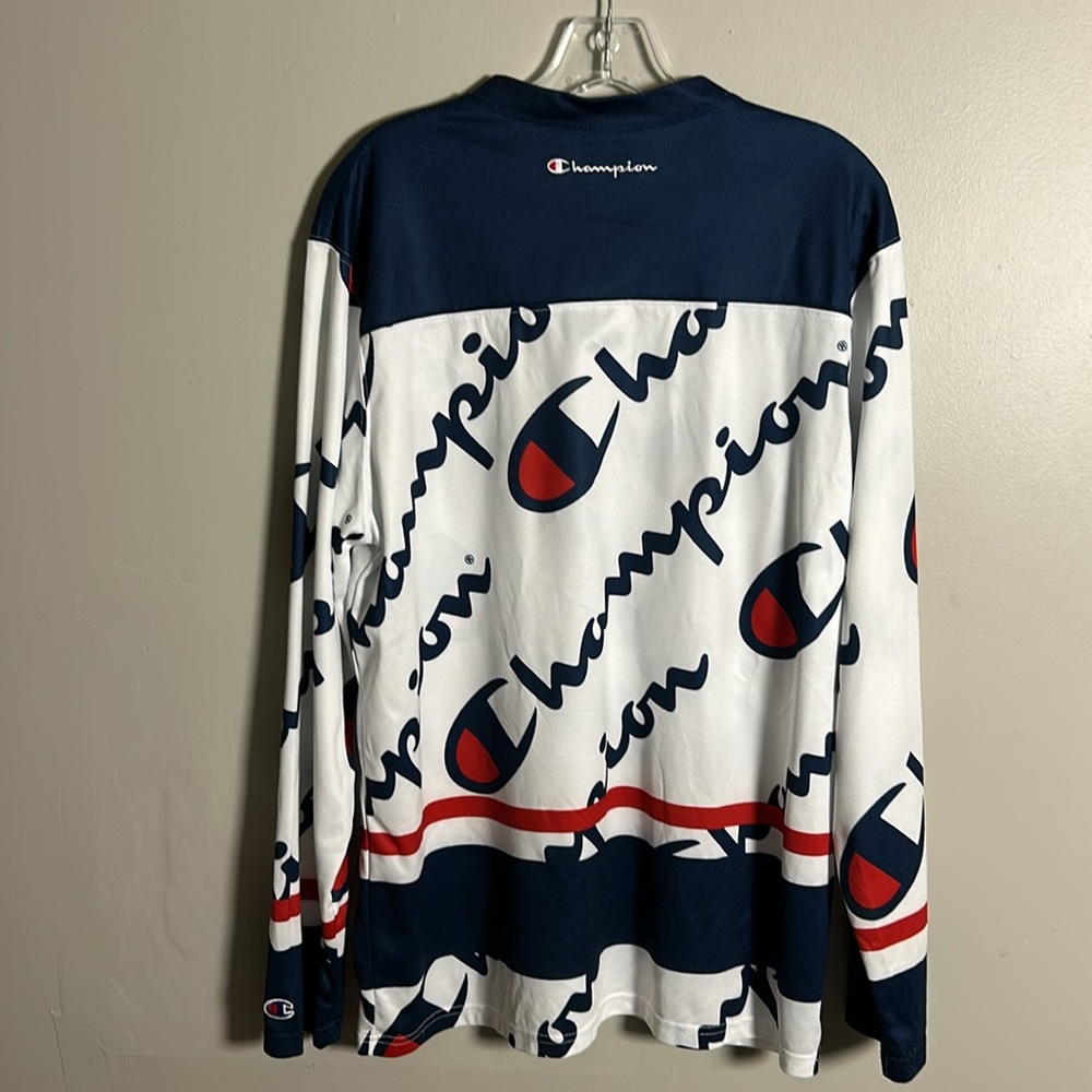 Retro Champion Hockey Jersey All Over Print Long Sleeve Y2K Men’s Size 40(Med) - Picture 8 of 13